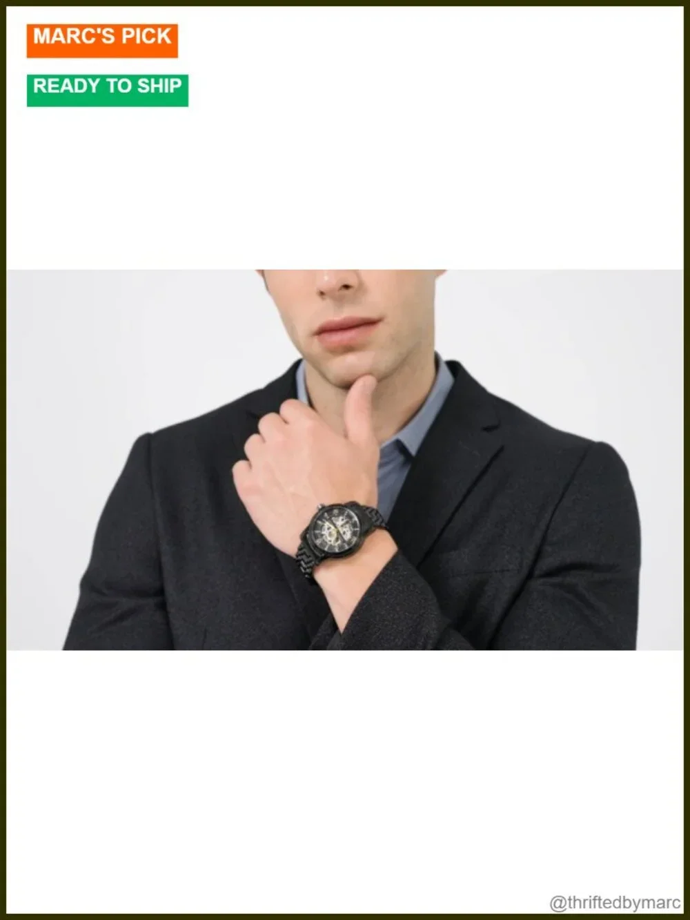 Mechanical Skeleton Automatic Self-Winding Wrist Watch Stainless Steel